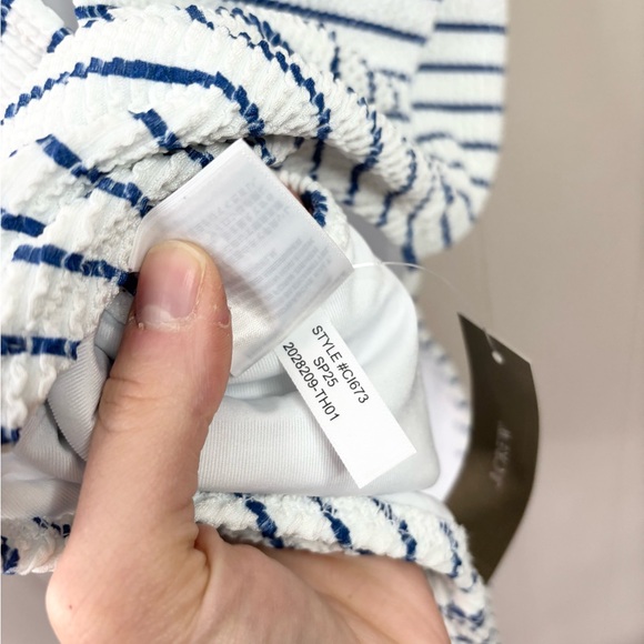 J Crew nautical blue white stripe scrunchie one piece swim suit size 14 new - Picture 9 of 9